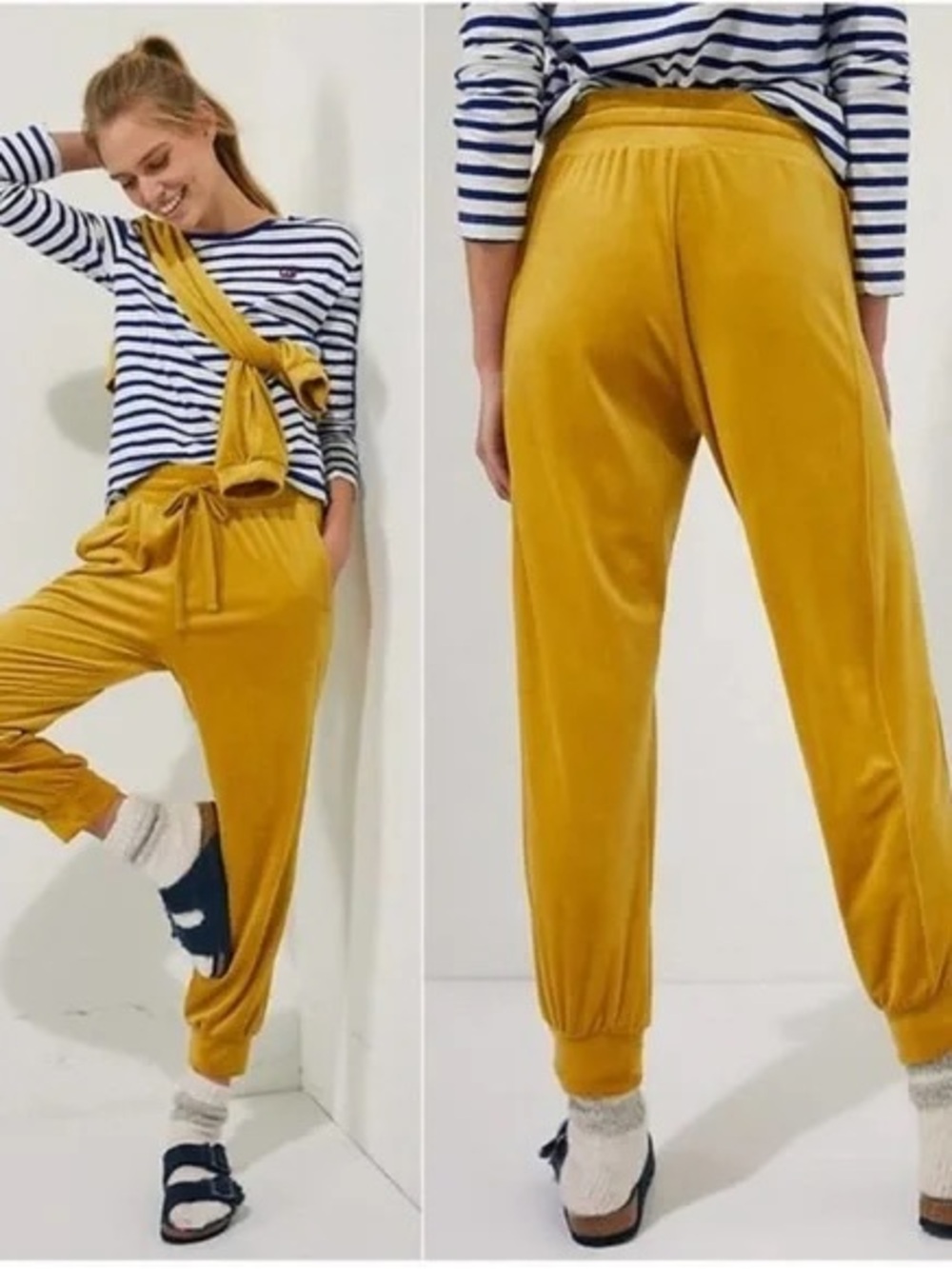 Anthropologie Saturday Mustard Velvet Jogger Pants for Women